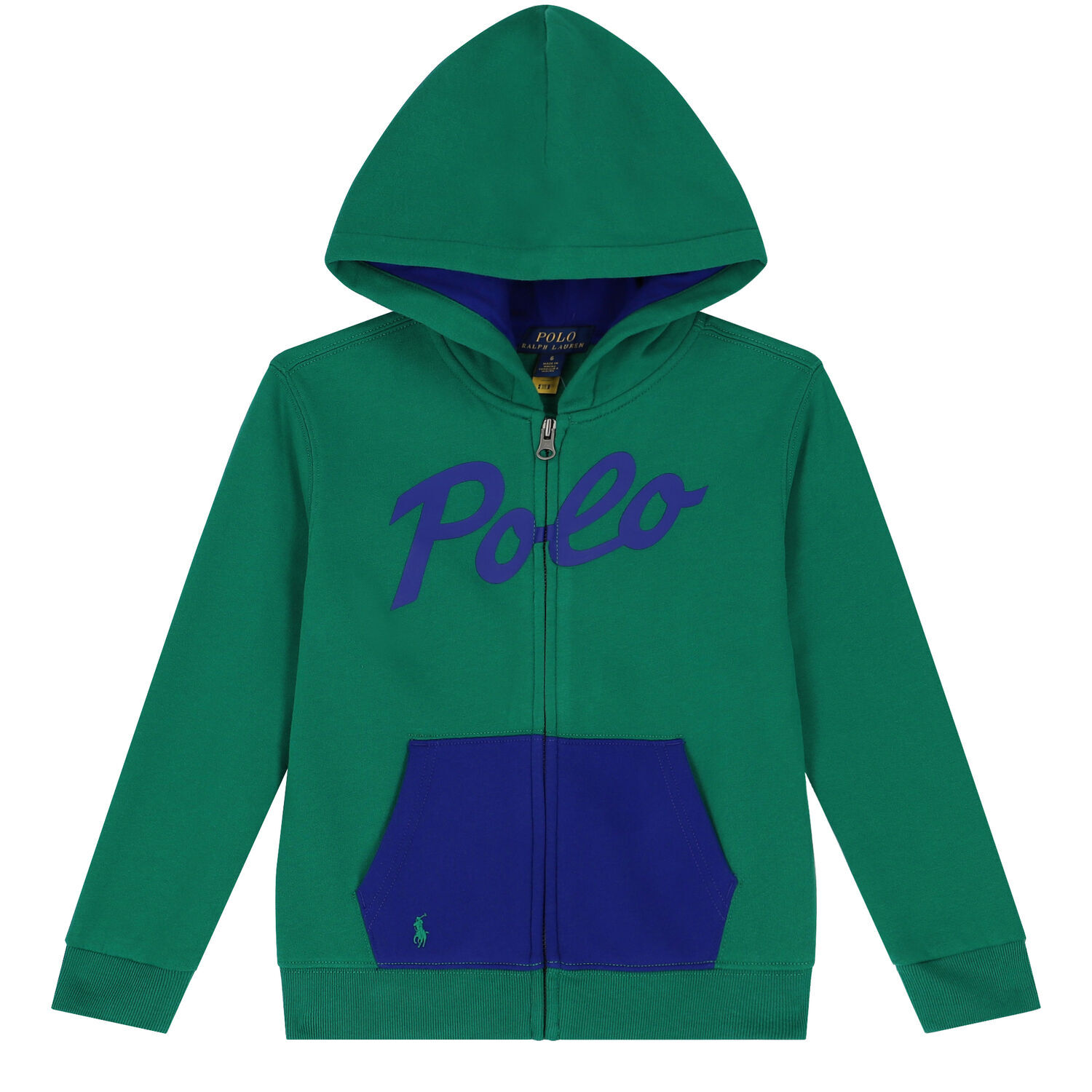 Boys Green Logo Zip Up Top, 1, hi-res