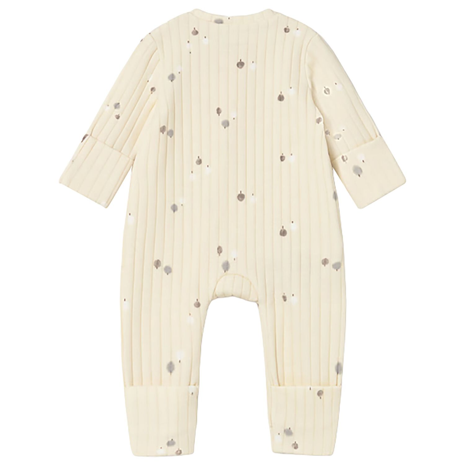 Beige Ribbed Babygrow, 1, hi-res