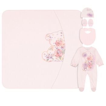 Baby Girls Pink Floral Babygrow Gift Set