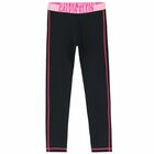 Girls Black Logo Leggings, 1, hi-res