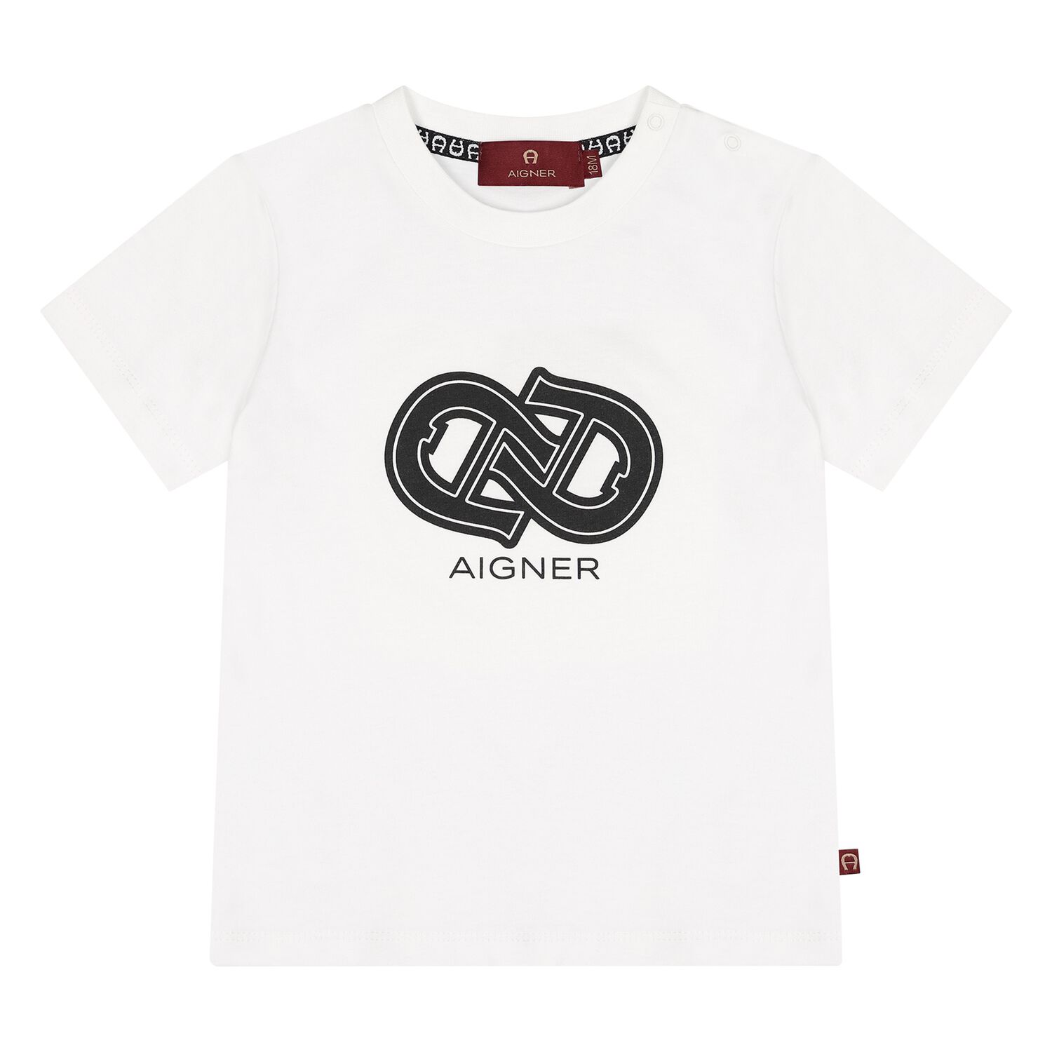 Younger Boys White Logo T-Shirt, 1, hi-res