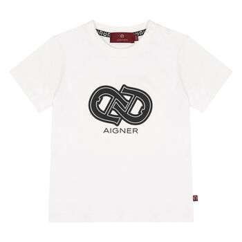 Younger Boys White Logo T-Shirt