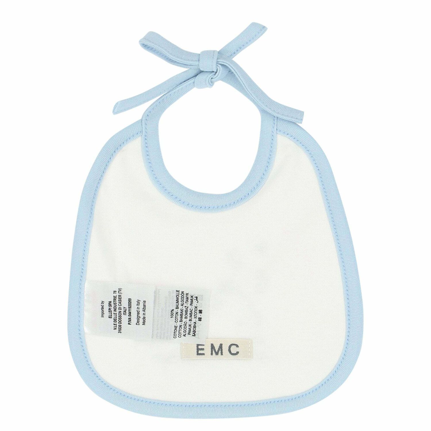 Baby Boys White & Blue Bib, 1, hi-res image number null