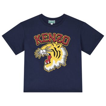 Boys Navy Blue Tiger Logo T-Shirt