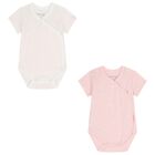Baby Girls White & Pink Bodysuits ( 2-Pack ), 4, hi-res