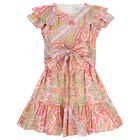 Girls Pink Floral Paisley Dress , 1, hi-res