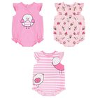 Baby Girls Pink Bodysuits ( 3-Pack ), 1, hi-res