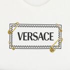 Younger Girls White & Navy Blue Logo Dress, 1, hi-res