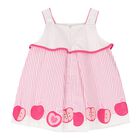 Baby Girls White & Pink Striped Dress, 1, hi-res