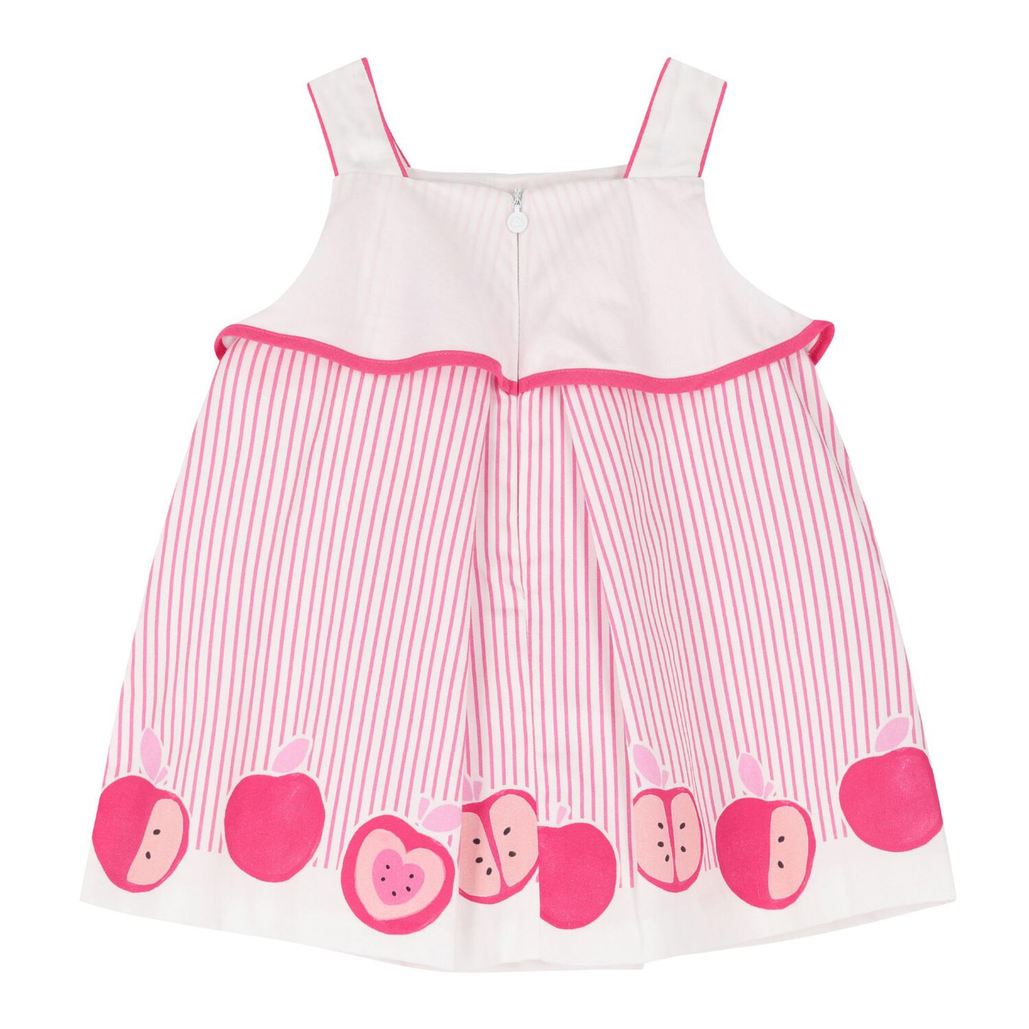 Baby Girls White & Pink Striped Dress, 1, hi-res image number null