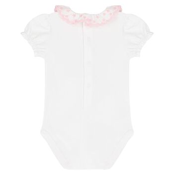 Baby Girls White & Pink Bodysuit