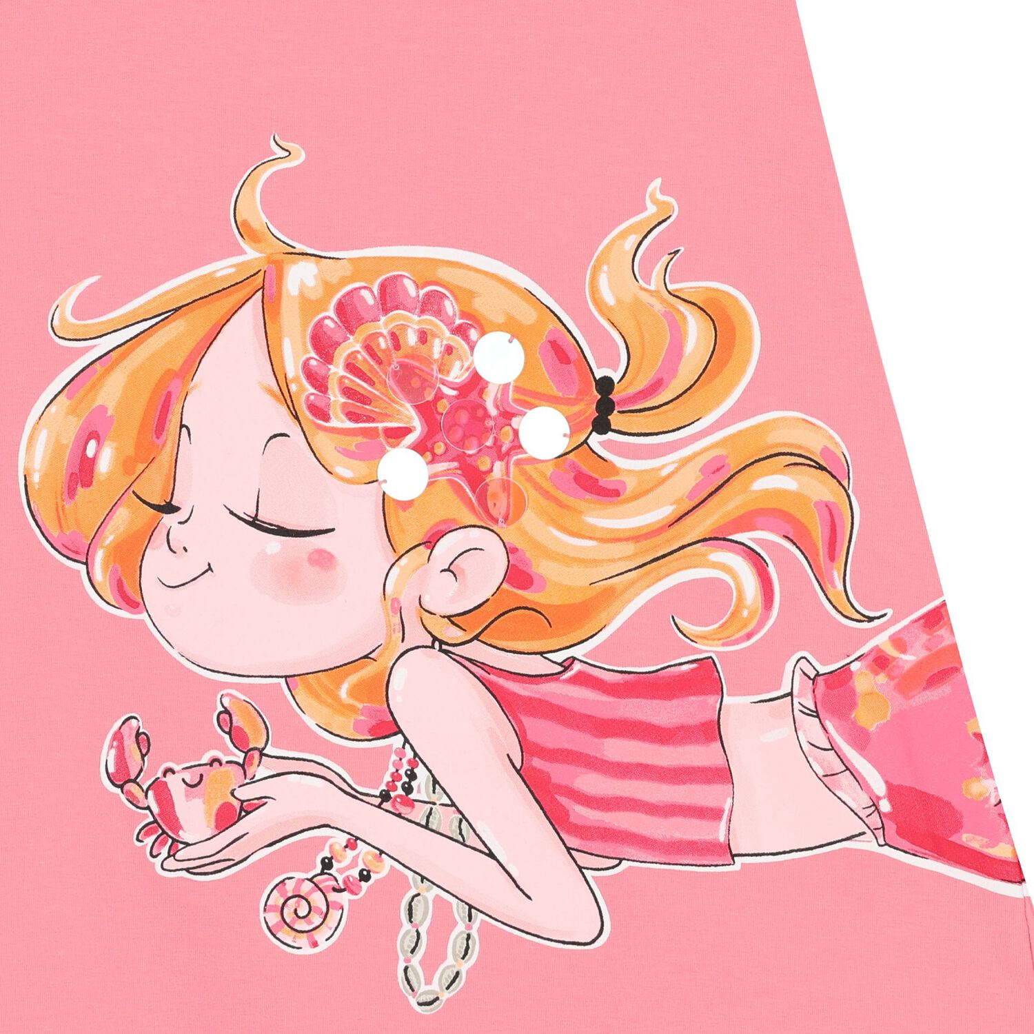 Girls Pink Mermaid Ruffled Dress, 2, hi-res