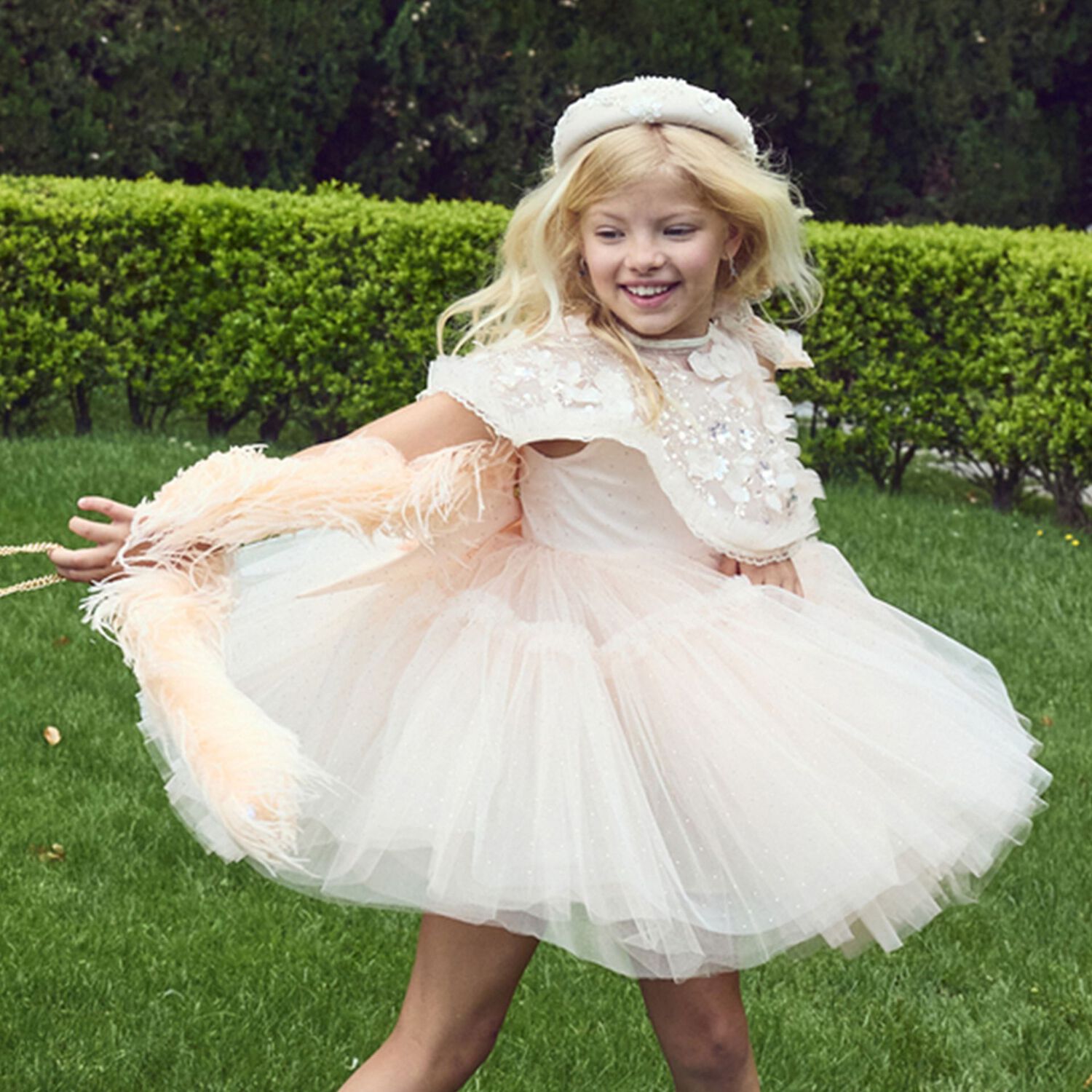 Girls Ivory Sequin Dress, 1, hi-res