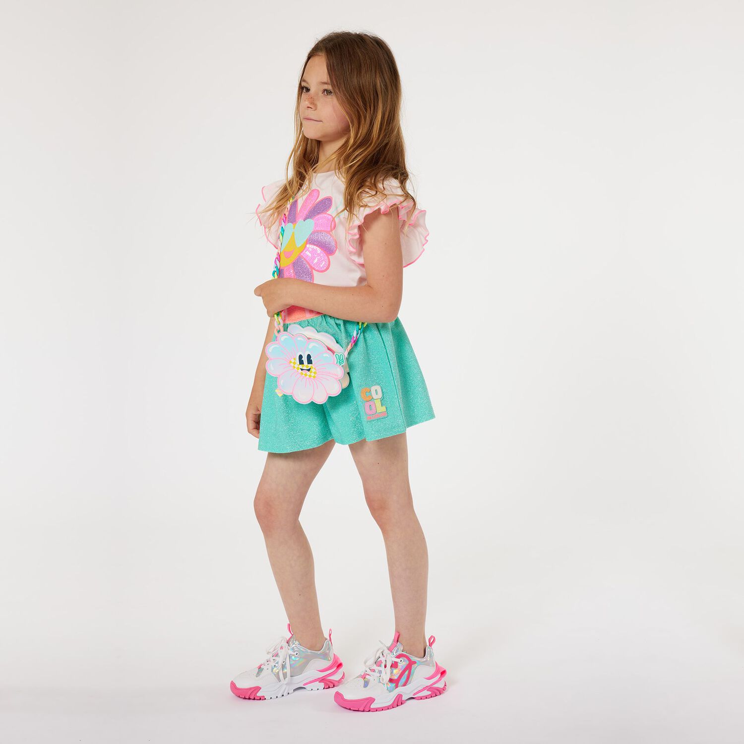 Girls White Flower Logo Shoulder Bag, 1, hi-res image number null