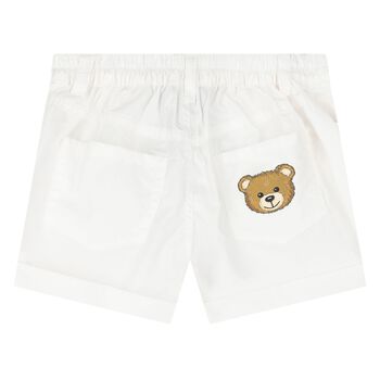 Younger Girls White Logo Shorts