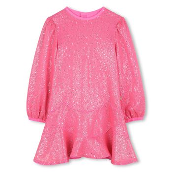 Girls Pink Embellished Sequin Dress
