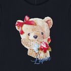 Girls Navy Blue Teddy Bear Dress, 1, hi-res