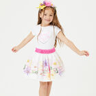 Girls White Floral Skirt Set, 1, hi-res