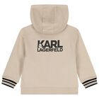 Boys Beige Logo Hooded Top, 1, hi-res