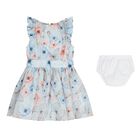 Baby Girls Blue Floral & Butterfly Dress Set, 1, hi-res