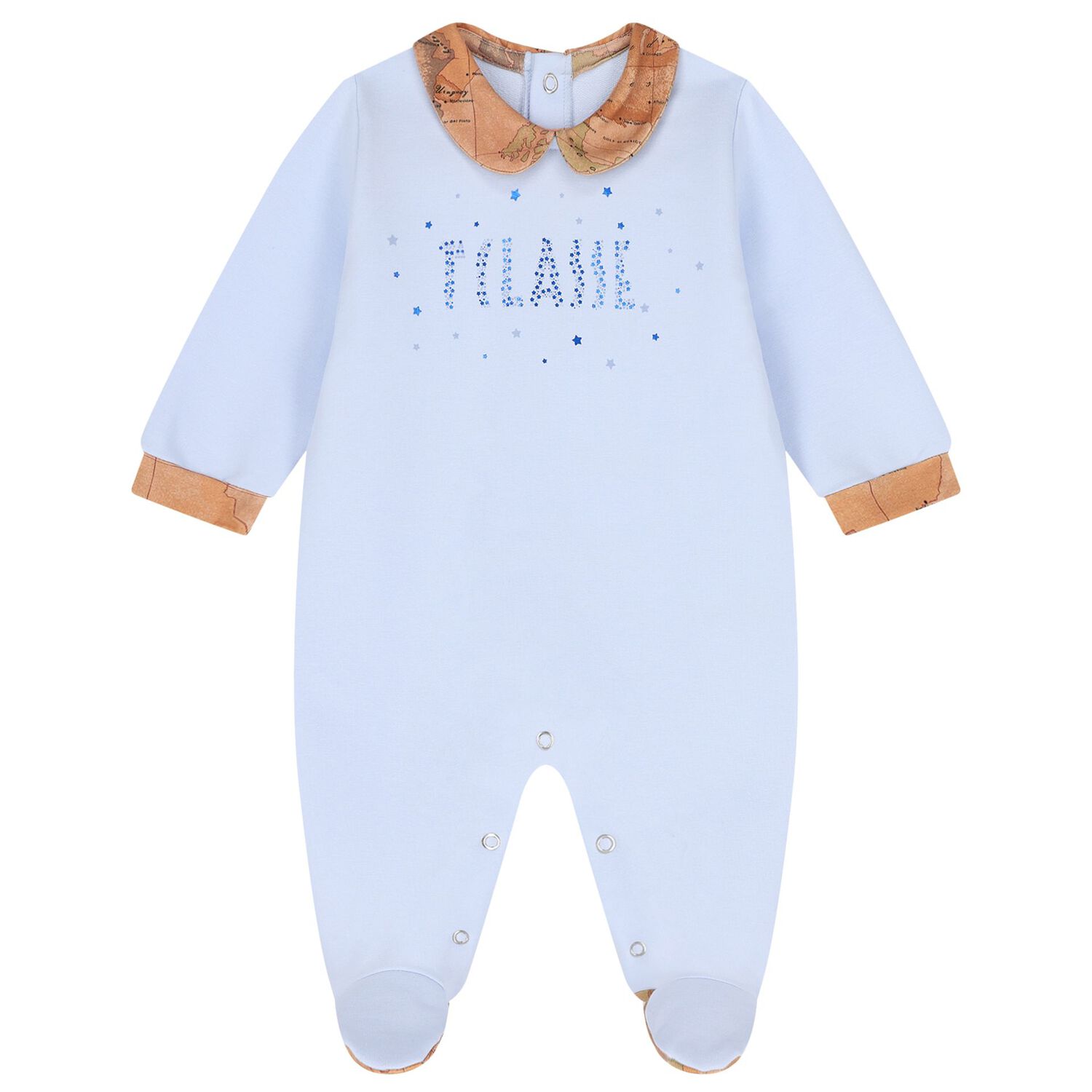 Baby Boys Blue & Beige Geo Map Babygrow Gift Set, 1, hi-res