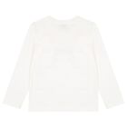 Girls Ivory Floral Logo Long Sleeve Top, 1, hi-res