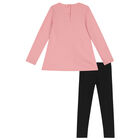 Girls Pink & Black Teddy Bear Leggings Set, 1, hi-res