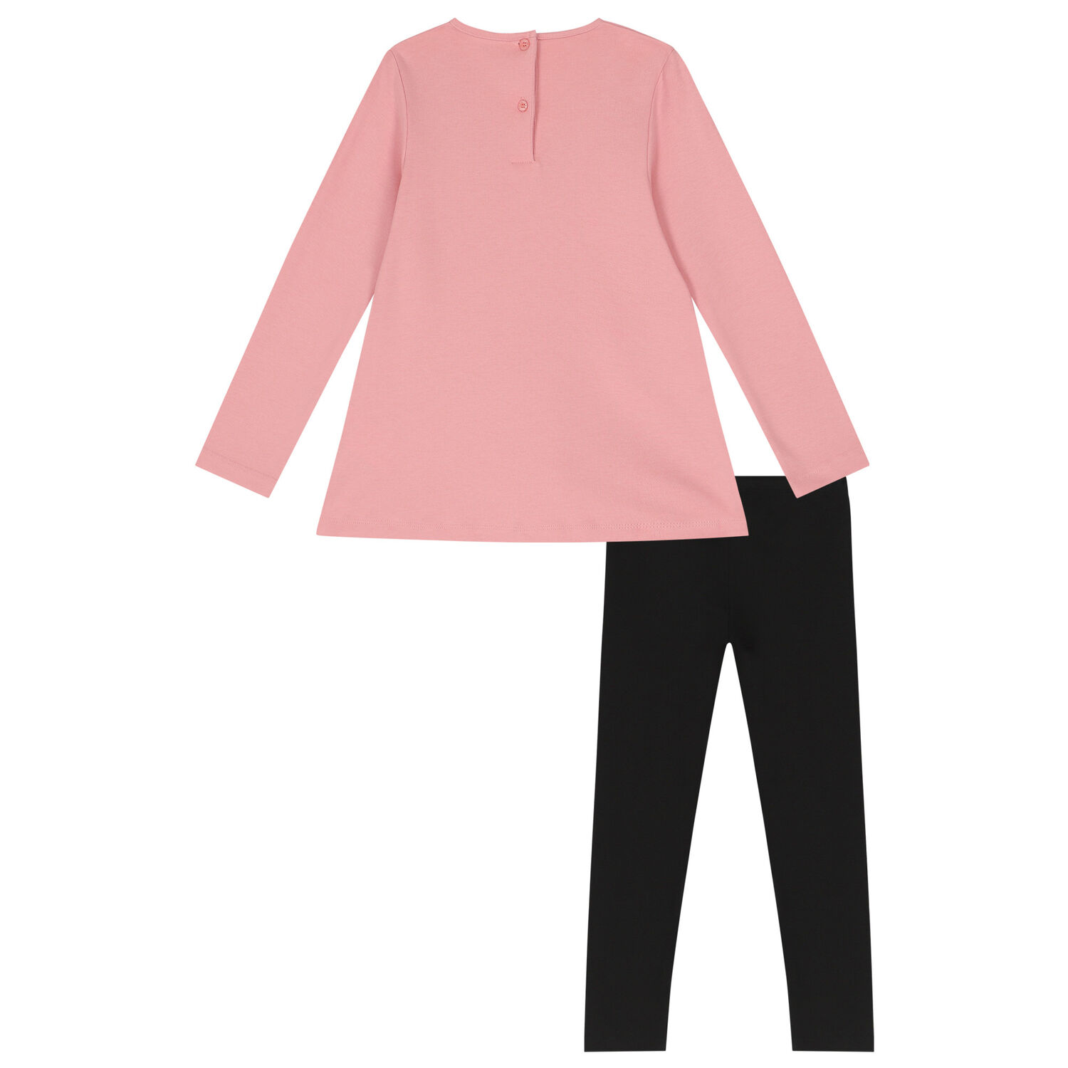 Girls Pink & Black Teddy Bear Leggings Set, 1, hi-res