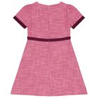 Girls Pink Tweed & Velvet Bow Dress, 2, hi-res