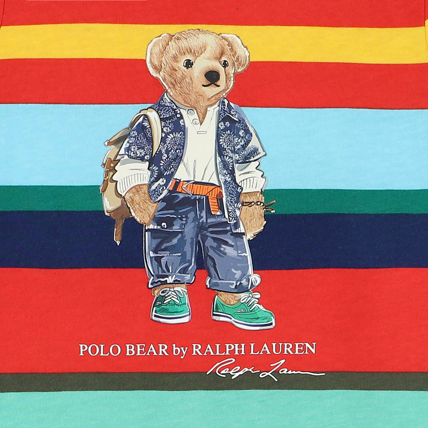 Baby Boys Multi-Colored Striped Polo Bear Romper, 1, hi-res