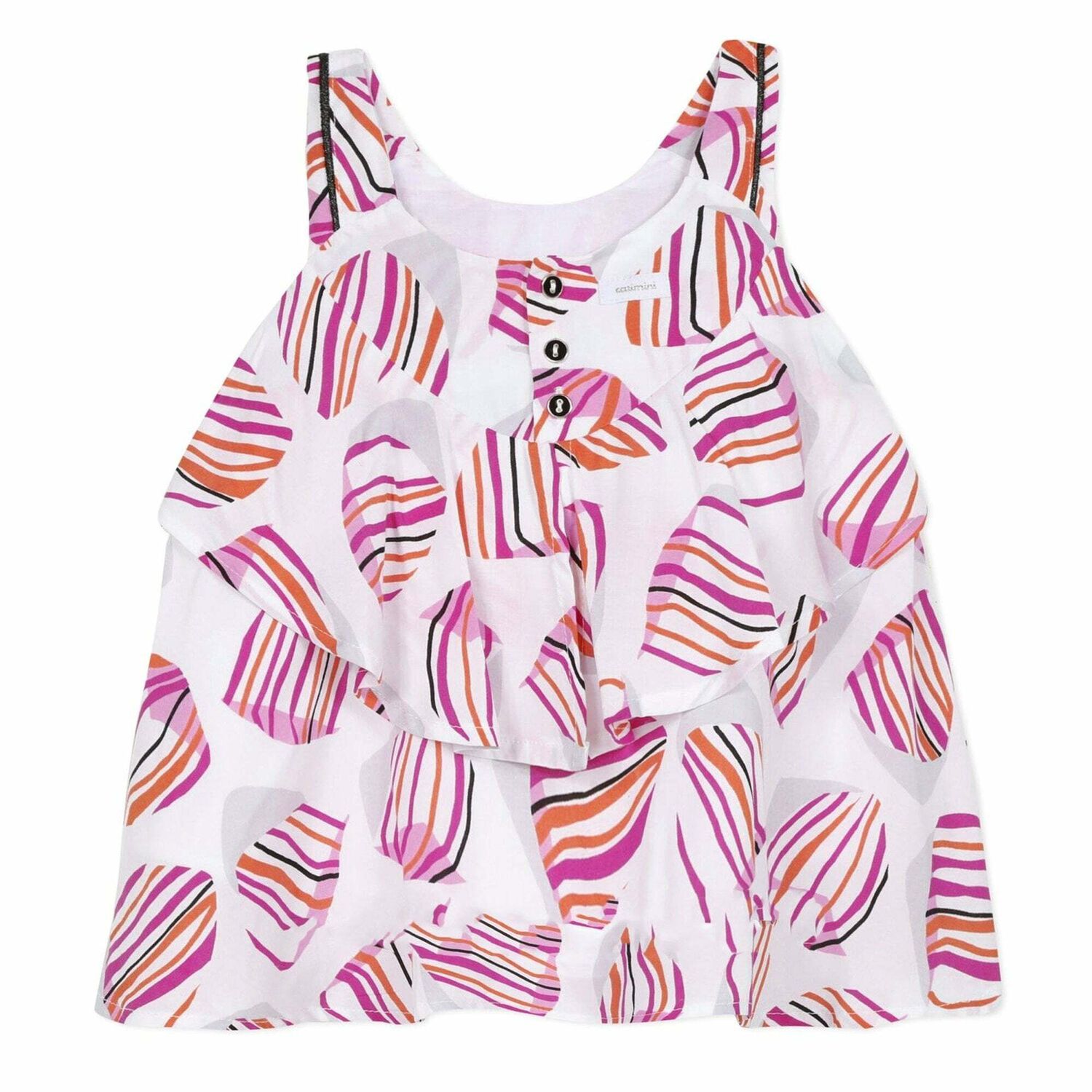 Girls White & Pink Frilled Top, 1, hi-res