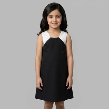 Girls Black & White Bow Dress