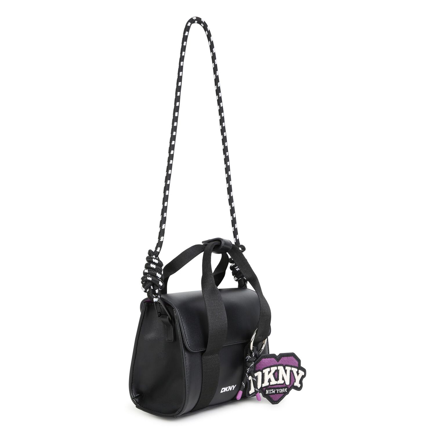 Girls Black Heart Logo Handbag ( 17CM ), 1, hi-res