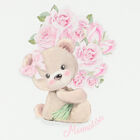 Baby Girls White & Pink Roses & Bear Blanket, 1, hi-res