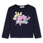 Girls Navy Blue Sequin Planet Long Sleeve Top, 2, hi-res