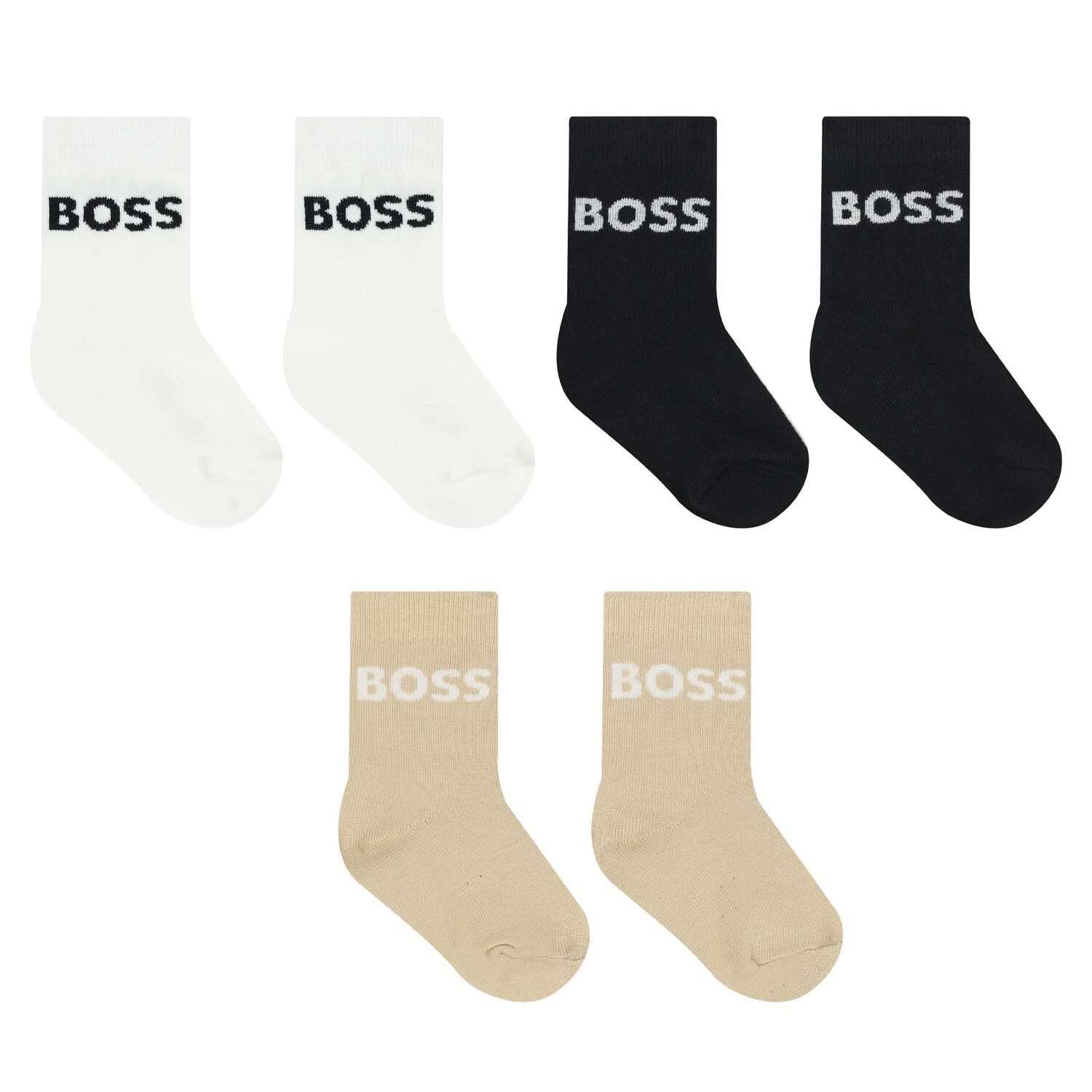 Baby Boys Multi-Coloured Logo Socks ( 3-Pack ), 1, hi-res