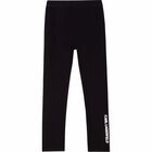 Girls Black Logo Leggings, 1, hi-res
