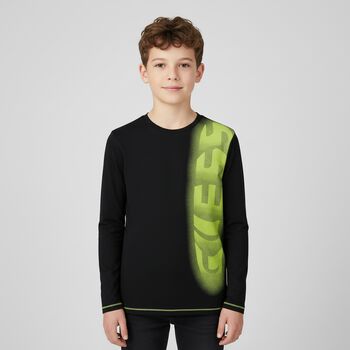 Boys Black Logo Long Sleeve Top