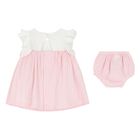 Baby Girls White & Pink Dress Set, 1, hi-res