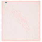 Girls White & Pink Logo Knitted Baby Blanket, 1, hi-res