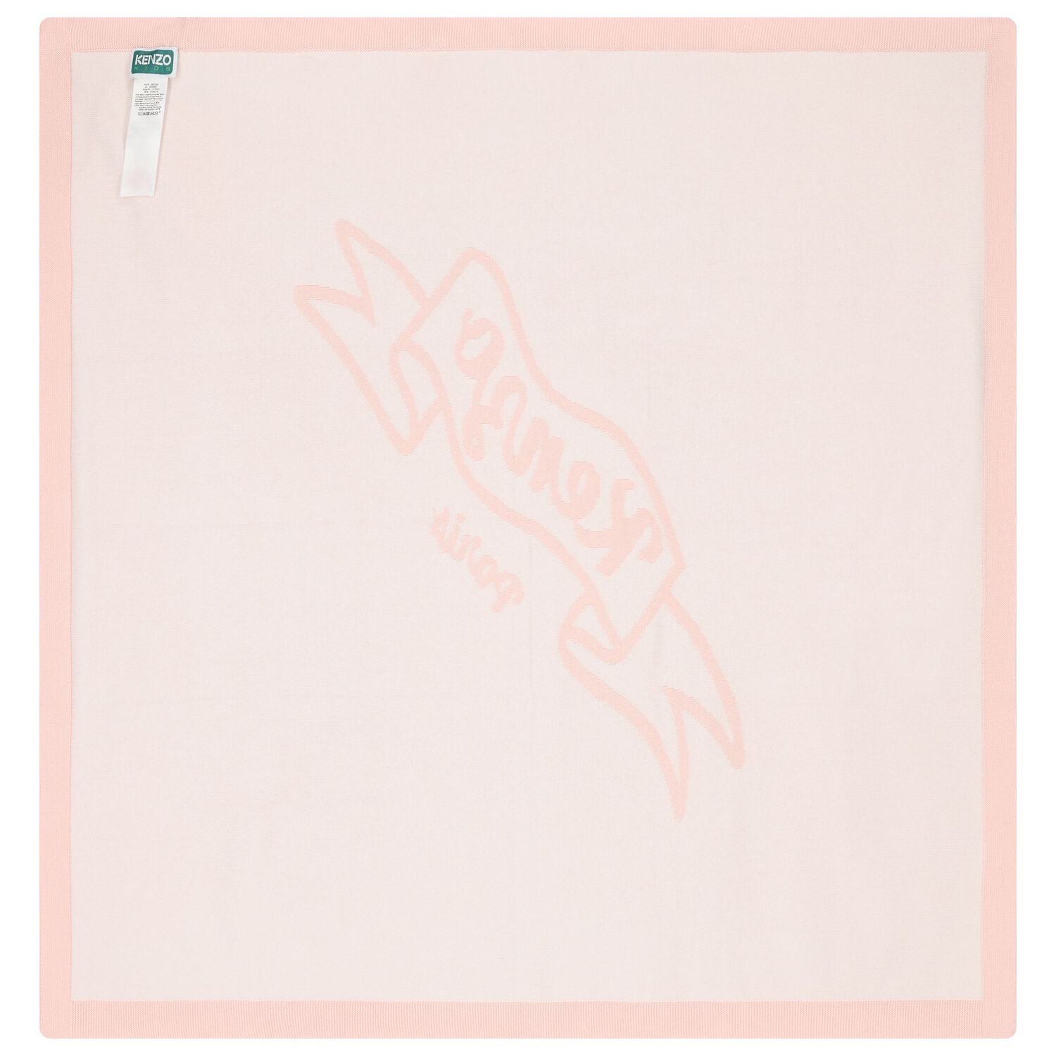 Girls White & Pink Logo Knitted Baby Blanket, 1, hi-res