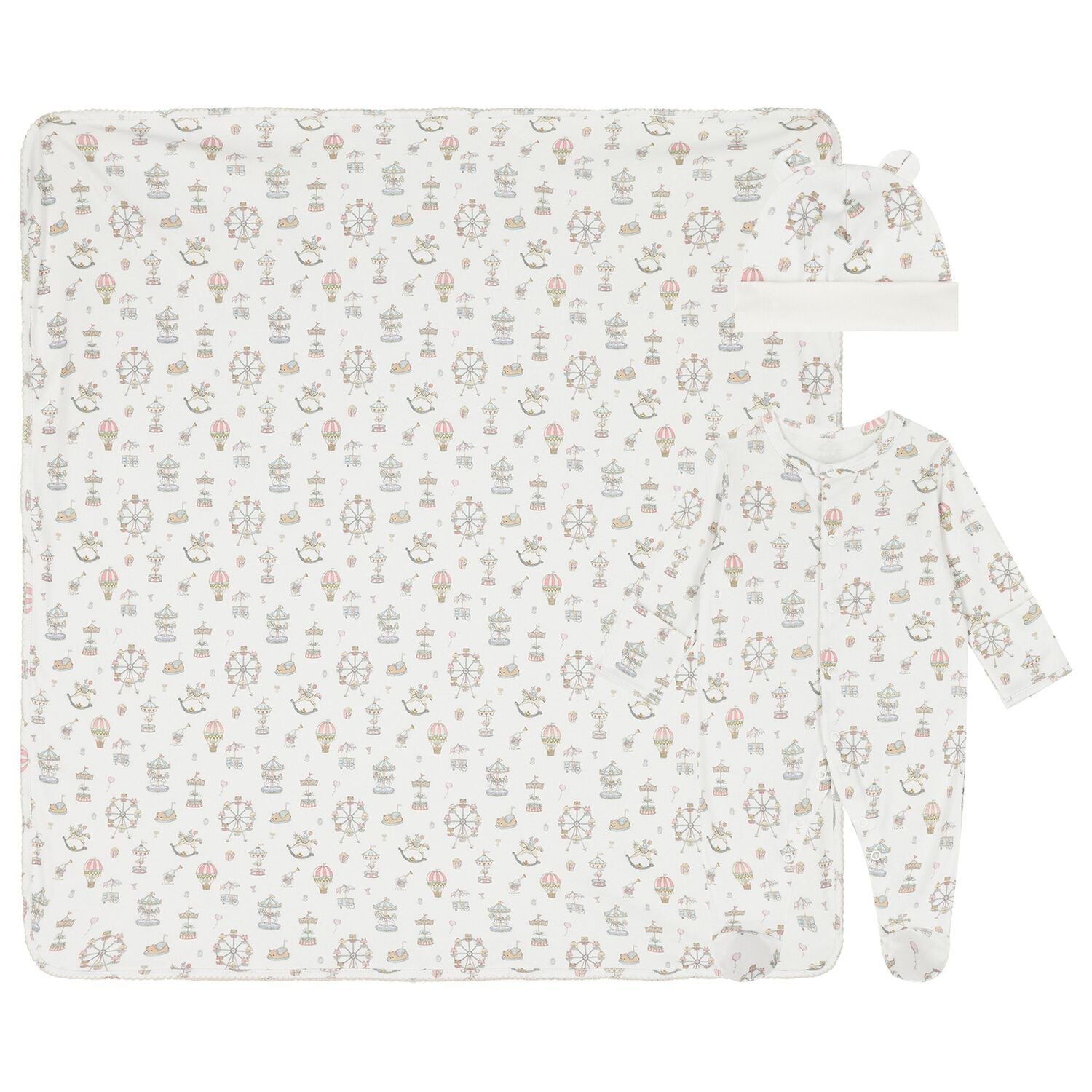 White Carousel & Hot Air Balloon Babygrow Gift Set, 1, hi-res