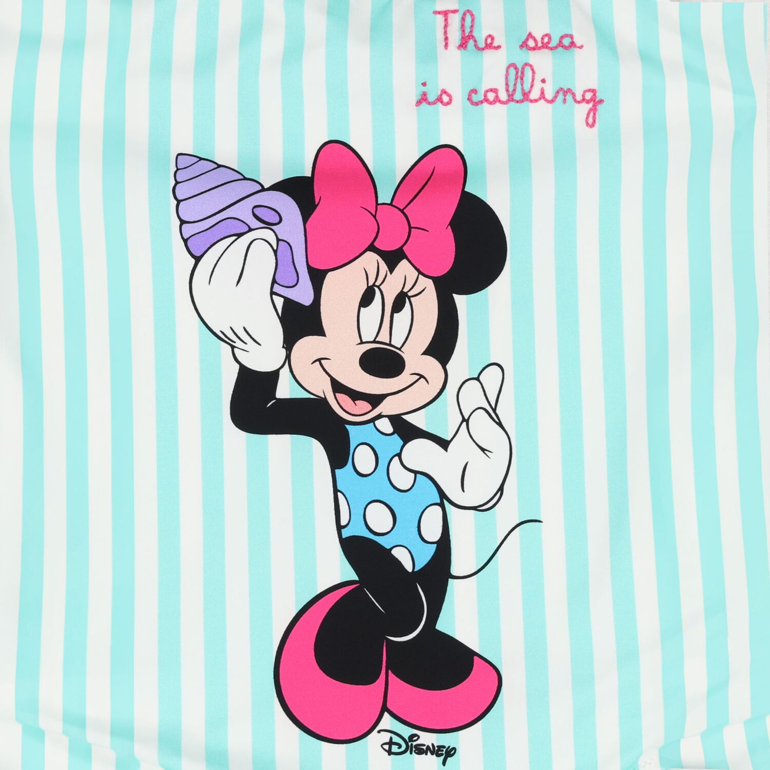 Girls Green & White Minnie Mouse Disney Swimsuit, 1, hi-res