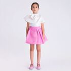 Girls White & Pink Flower Skirt Set, 1, hi-res