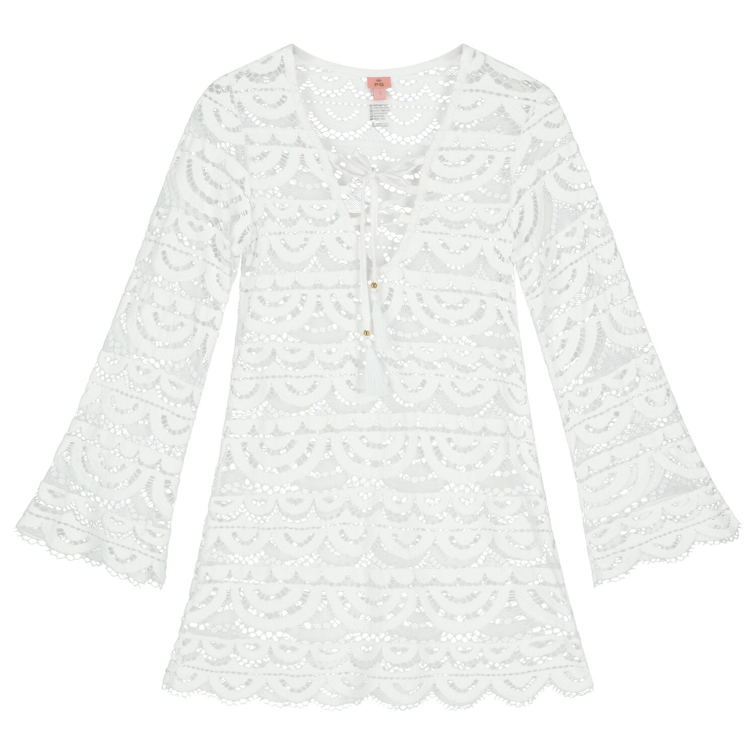 Girls White Lace Tunic, 1, hi-res