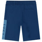 Boys Navy Blue Logo Shorts, 2, hi-res