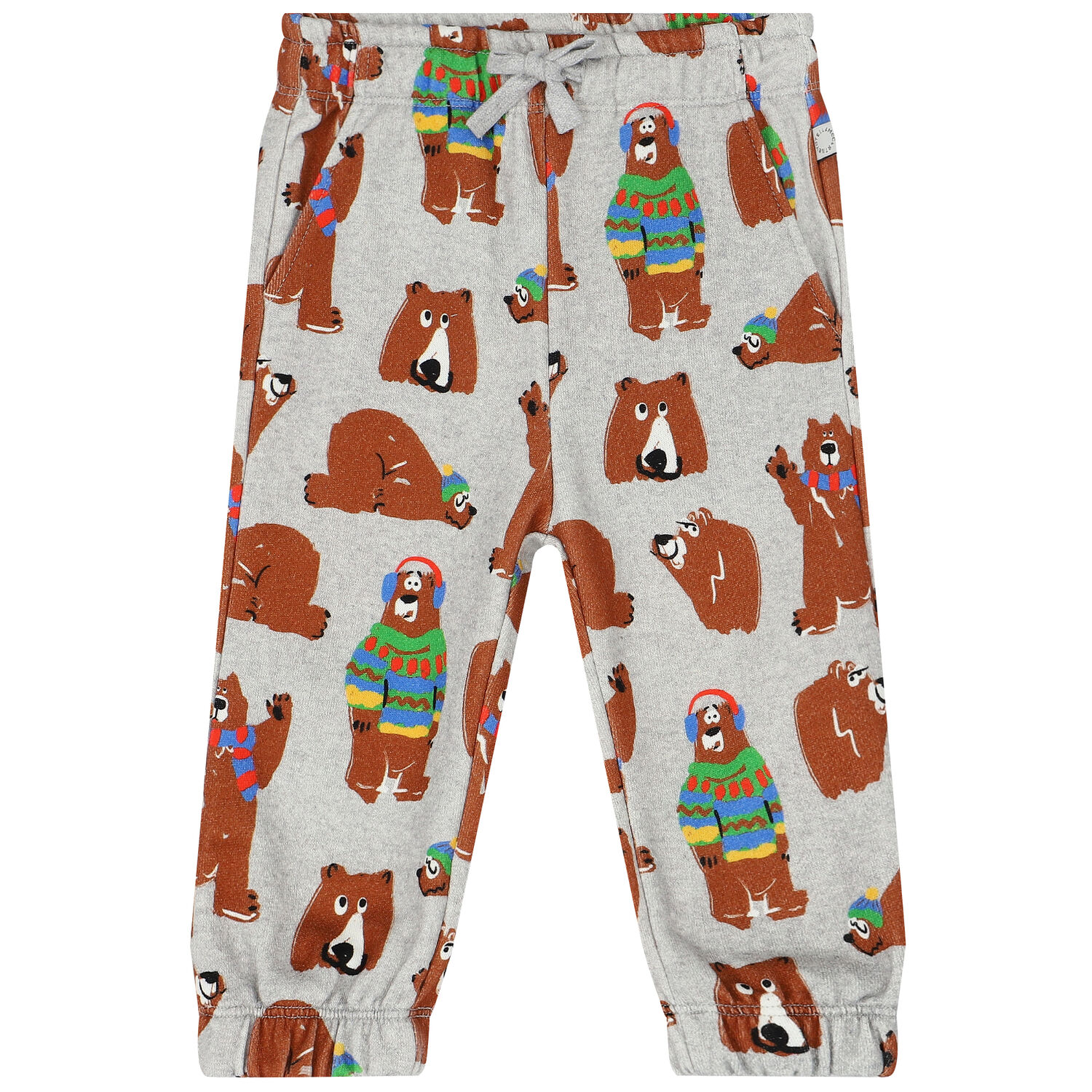 Younger Boys Grey Bear Joggers, 1, hi-res