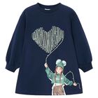 Girls Navy Blue Dress, 2, hi-res