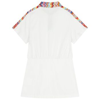 Girls White Logo Zig Zag Dress
