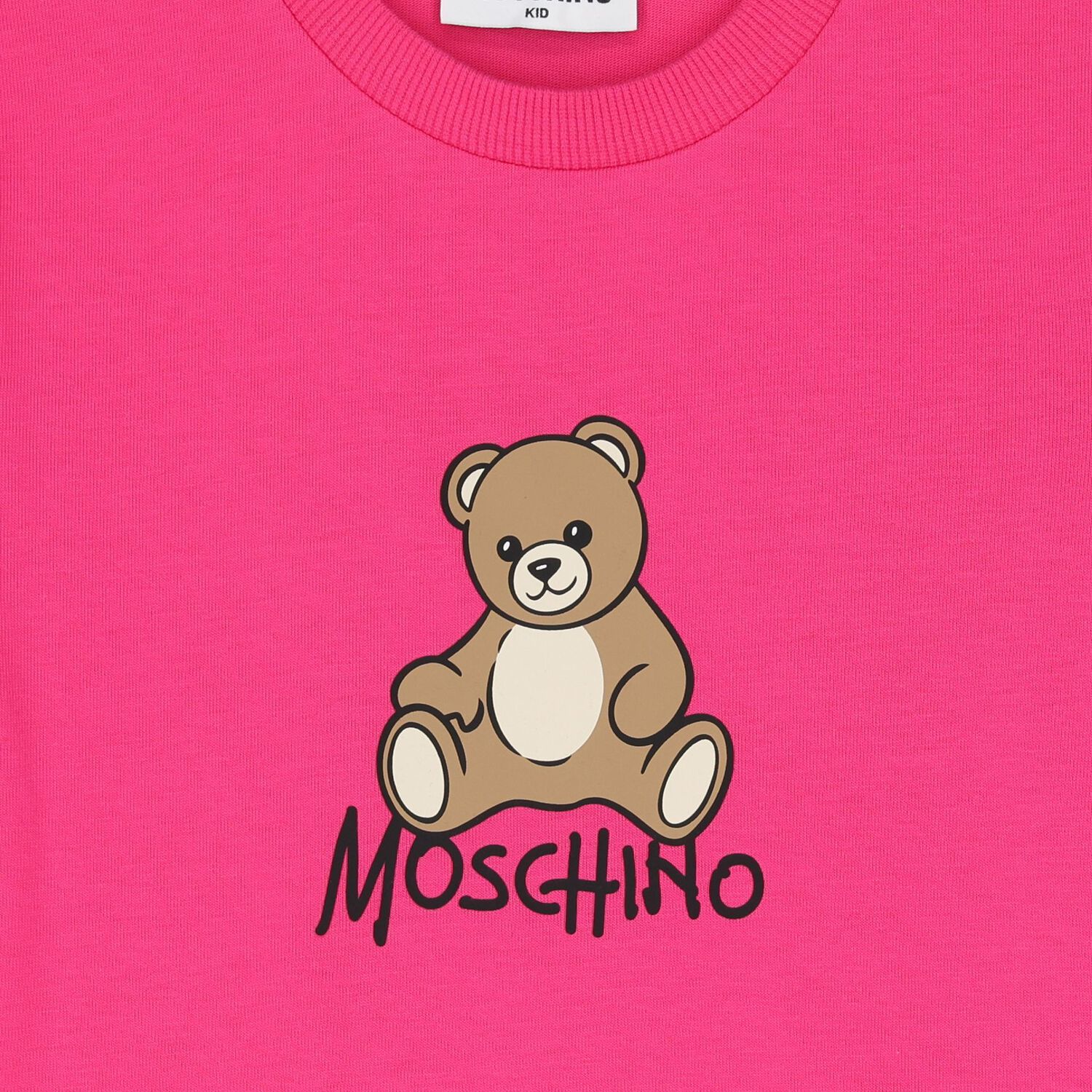 Girls Pink Teddy Bear Logo T-Shirt, 4, hi-res
